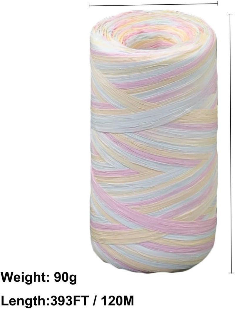 ALLWSLucky 393 Feet Colored Raffia Paper Ribbon, Colorful Pattern Packing Paper String Section Dyeing Raffia Ribbon for Gift Wrapping and DIY Decoration (Pink2) - Image 3
